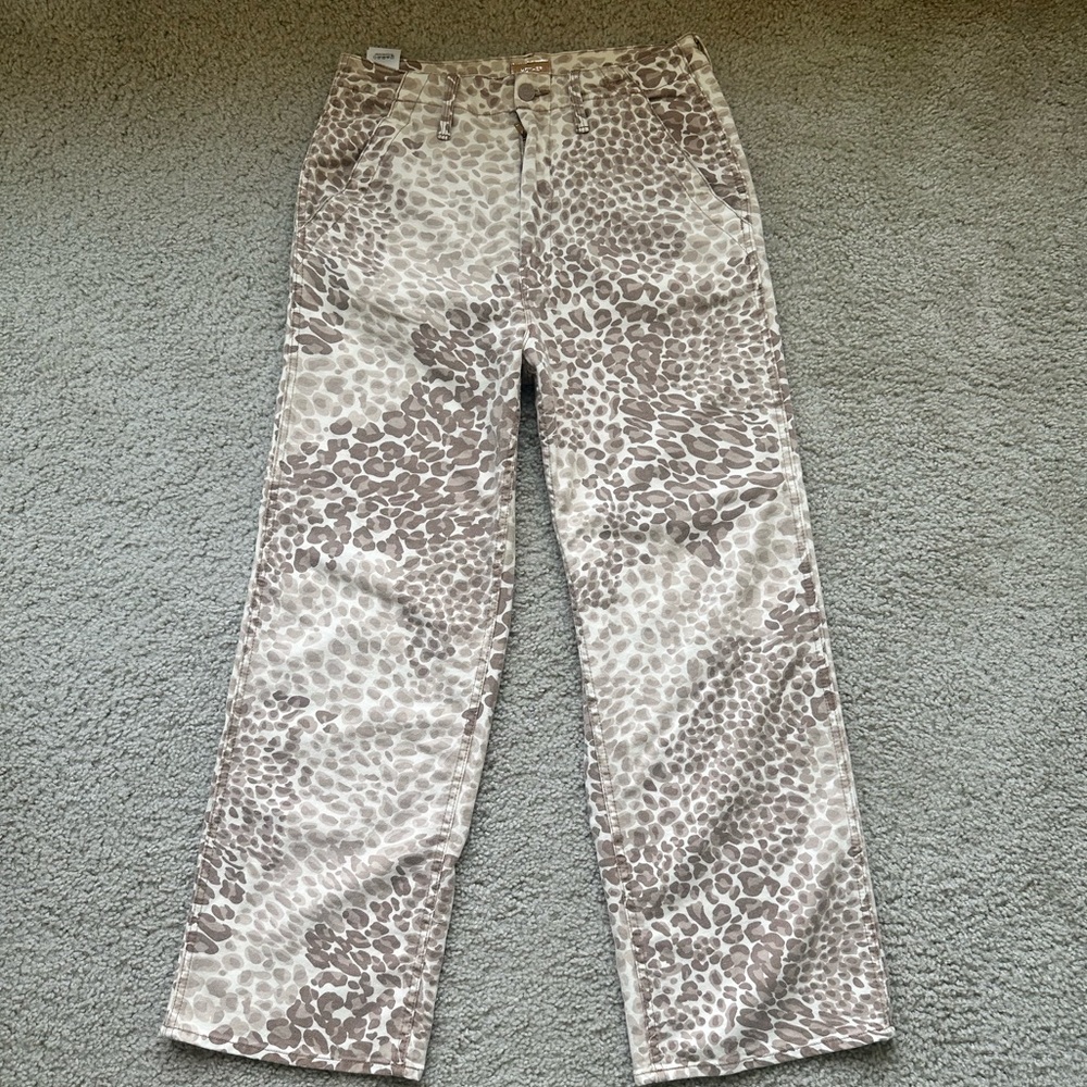 MOTHER Beige Leopard Print Wide-Leg Jeans - Picture 9 of 11
